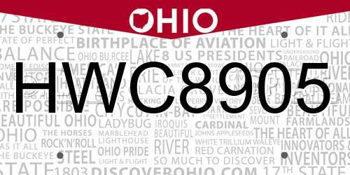 HWC8905 Ohio License Plate