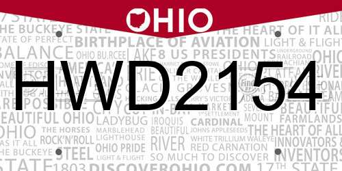HWD2154 Ohio License Plate