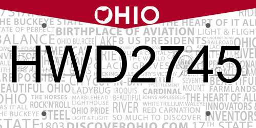 HWD2745 Ohio License Plate