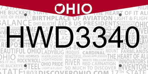 HWD3340 Ohio License Plate