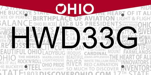 HWD33G Ohio License Plate