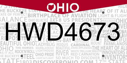 HWD4673 Ohio License Plate