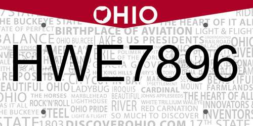 HWE7896 Ohio License Plate