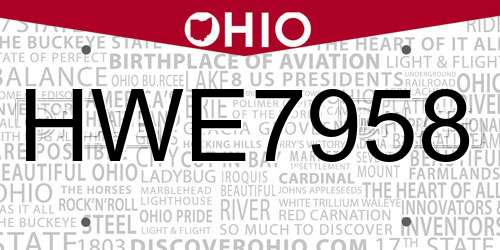 HWE7958 Ohio License Plate
