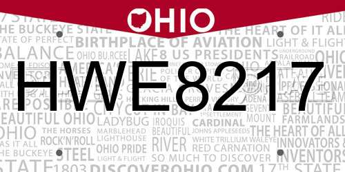 HWE8217 Ohio License Plate