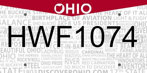 HWF1074 Ohio License Plate