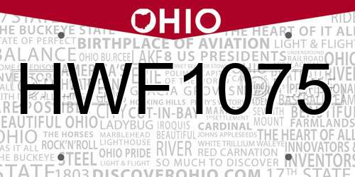 HWF1075 Ohio License Plate
