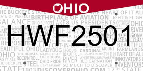HWF2501 Ohio License Plate
