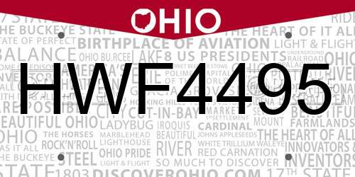 HWF4495 Ohio License Plate