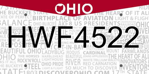 HWF4522 Ohio License Plate