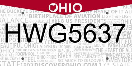 HWG5637 Ohio License Plate