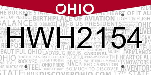 HWH2154 Ohio License Plate