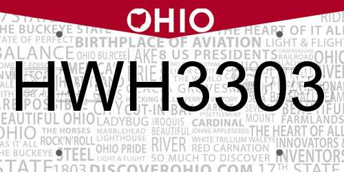HWH3303 Ohio License Plate