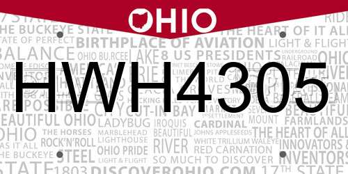 HWH4305 Ohio License Plate