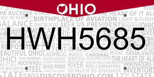 HWH5685 Ohio License Plate
