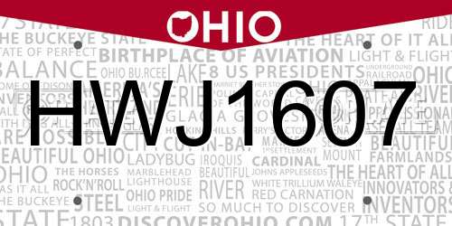 HWJ1607 Ohio License Plate