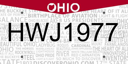 HWJ1977 Ohio License Plate