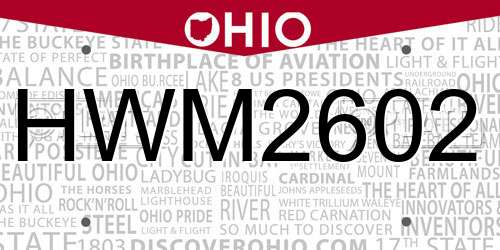 HWM2602 Ohio License Plate