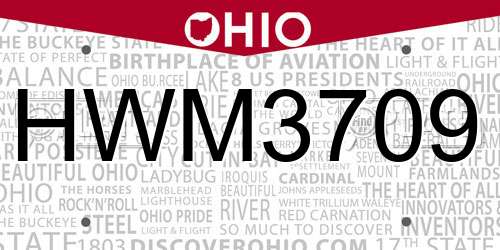 HWM3709 Ohio License Plate