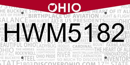 HWM5182 Ohio License Plate