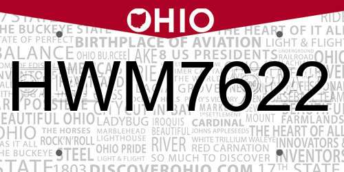 HWM7622 Ohio License Plate