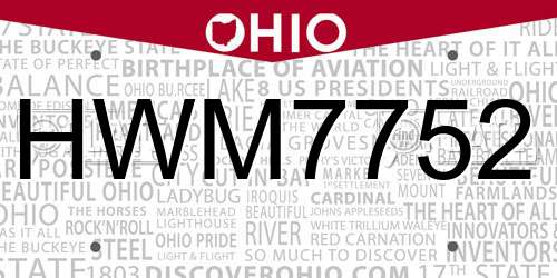 HWM7752 Ohio License Plate