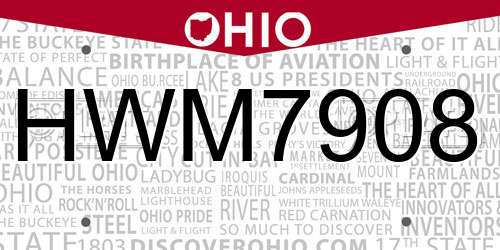 HWM7908 Ohio License Plate