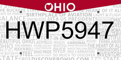 HWP5947 Ohio License Plate