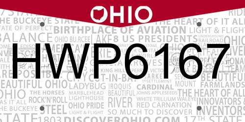 HWP6167 Ohio License Plate
