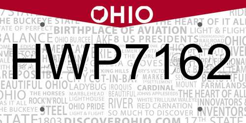 HWP7162 Ohio License Plate