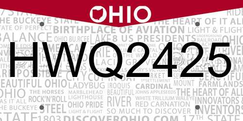 HWQ2425 Ohio License Plate