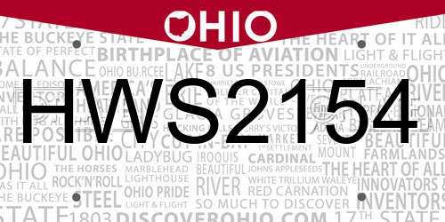 HWS2154 Ohio License Plate
