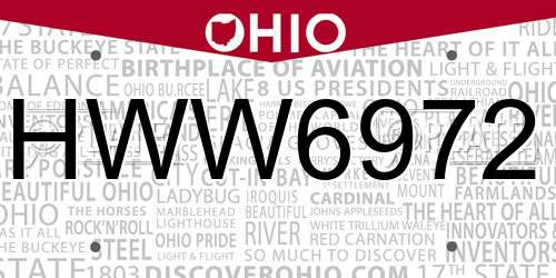 HWW6972 Ohio License Plate