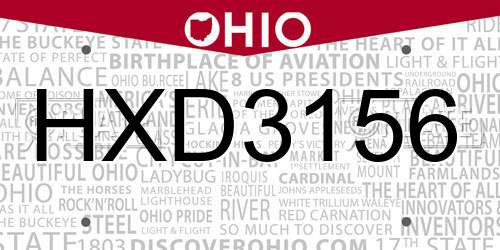 HXD3156 Ohio License Plate