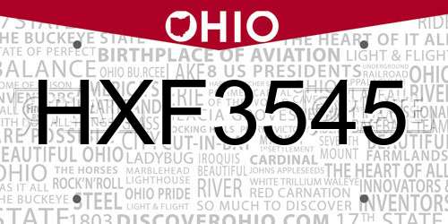 HXF3545 Ohio License Plate