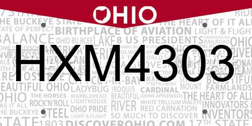 HXM4303 Ohio License Plate