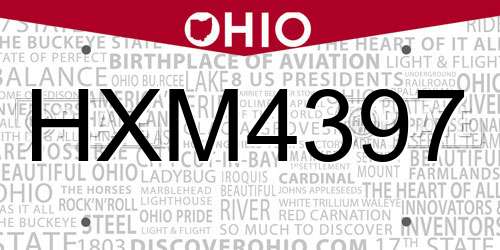 HXM4397 Ohio License Plate
