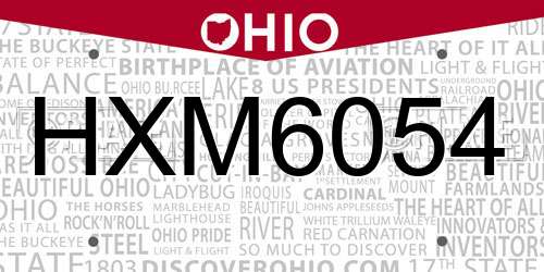 HXM6054 Ohio License Plate