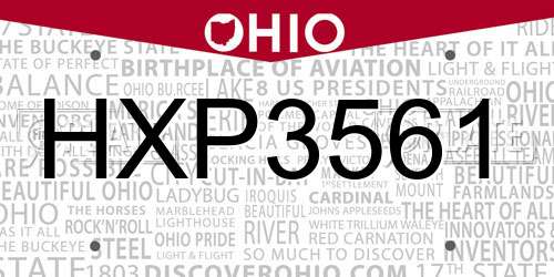 HXP3561 Ohio License Plate