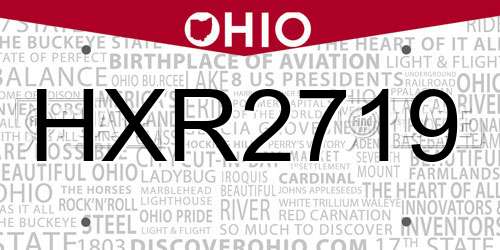 HXR2719 Ohio License Plate