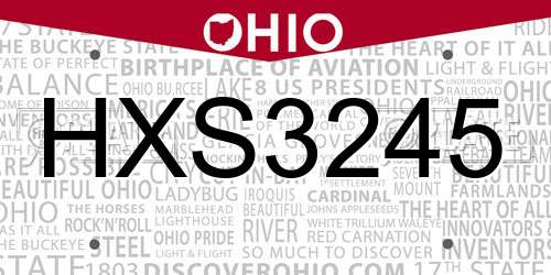 HXS3245 Ohio License Plate