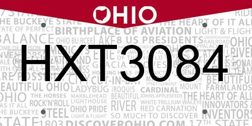 HXT3084 Ohio License Plate