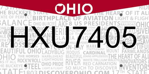HXU7405 Ohio License Plate