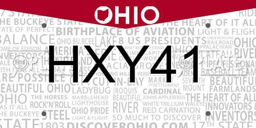HXY41 Ohio License Plate