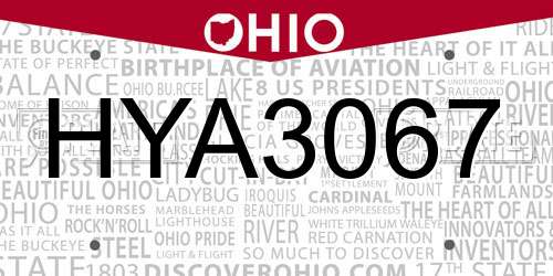 HYA3067 Ohio License Plate