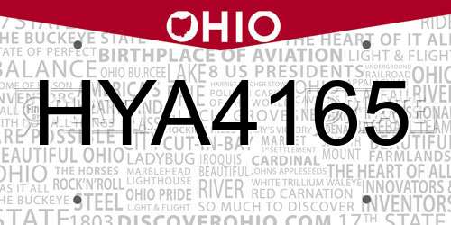 HYA4165 Ohio License Plate