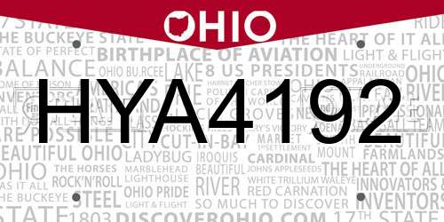 HYA4192 Ohio License Plate