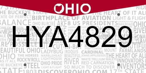 HYA4829 Ohio License Plate