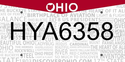 HYA6358 Ohio License Plate
