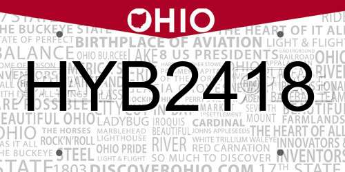 HYB2418 Ohio License Plate